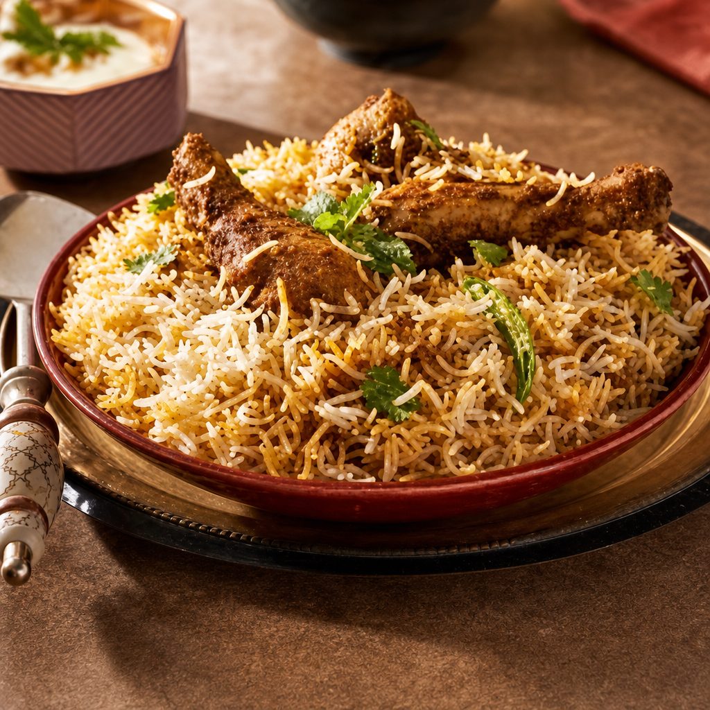 Hyderabad Dum Chicken Biryani Family pack (Halal) - Non Vegan.