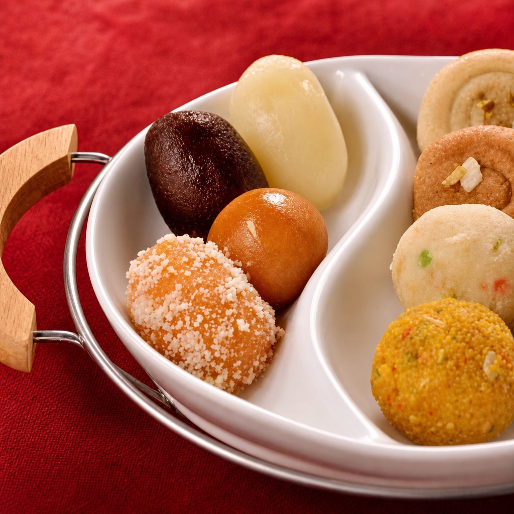 Desserts Sampler - Gulab Jamun(3),Cashew burfi(3), Pista burfi(3).