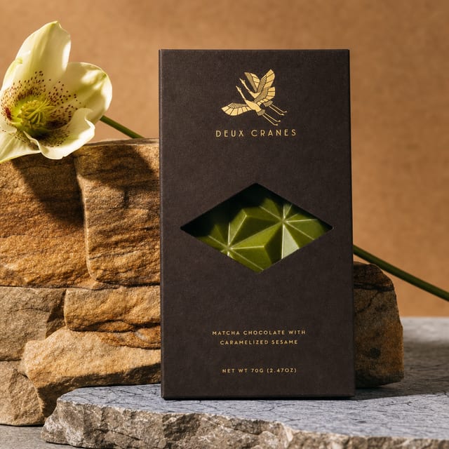Deux Cranes Matcha Chocolate with Caramelized Sesame.