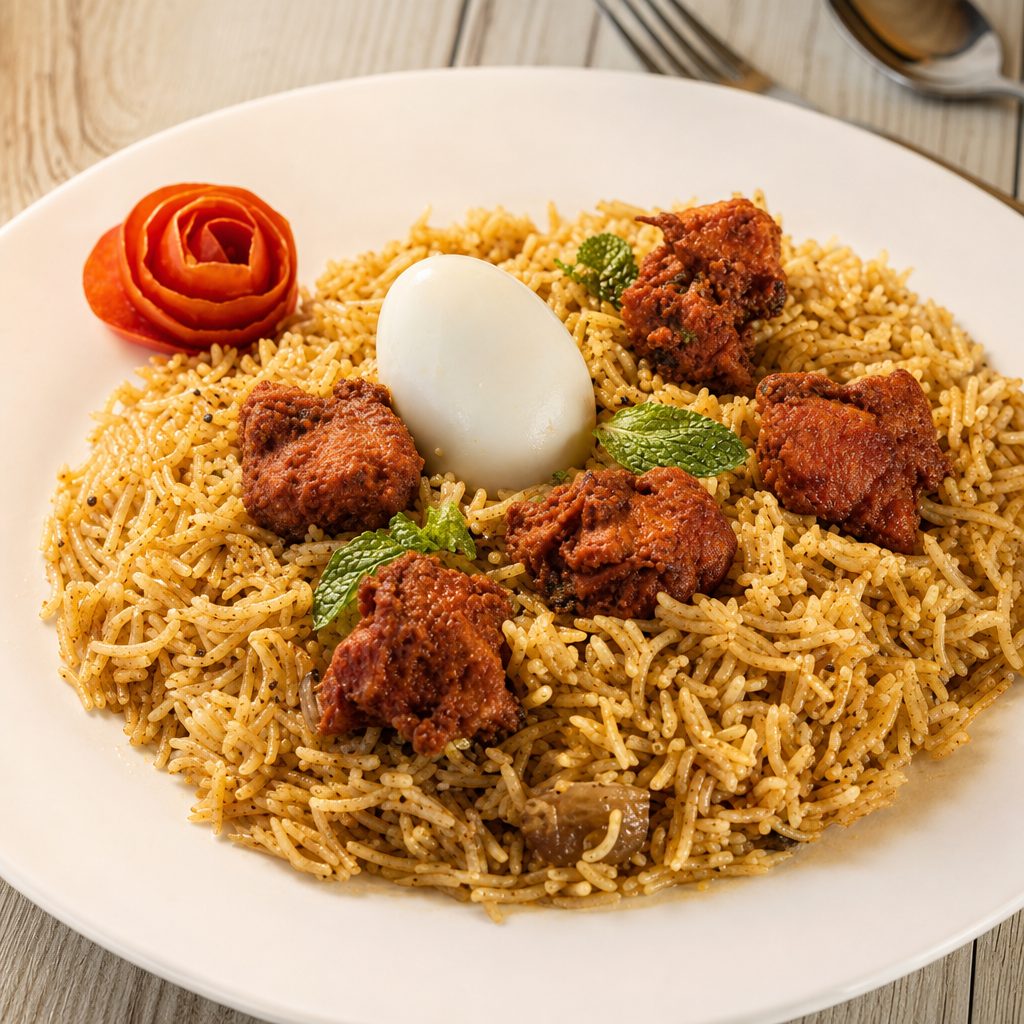 Chicken65 Biryani (Halal) - Non Vegan.