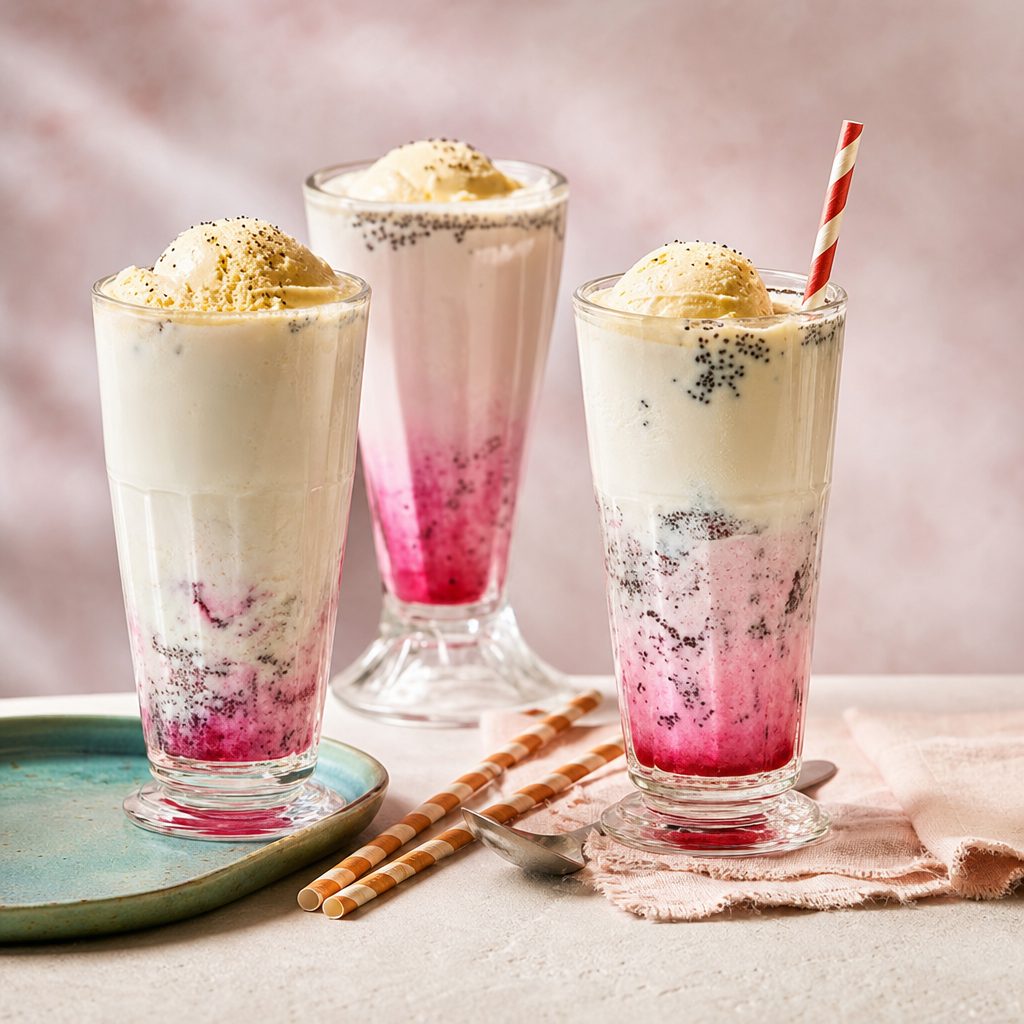 Strawberry Falooda – Fruity Indian Dessert Drink.