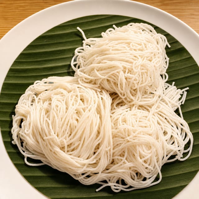 Idiyappam (String Hopper)(3) w/ Korma curry - Vegan.