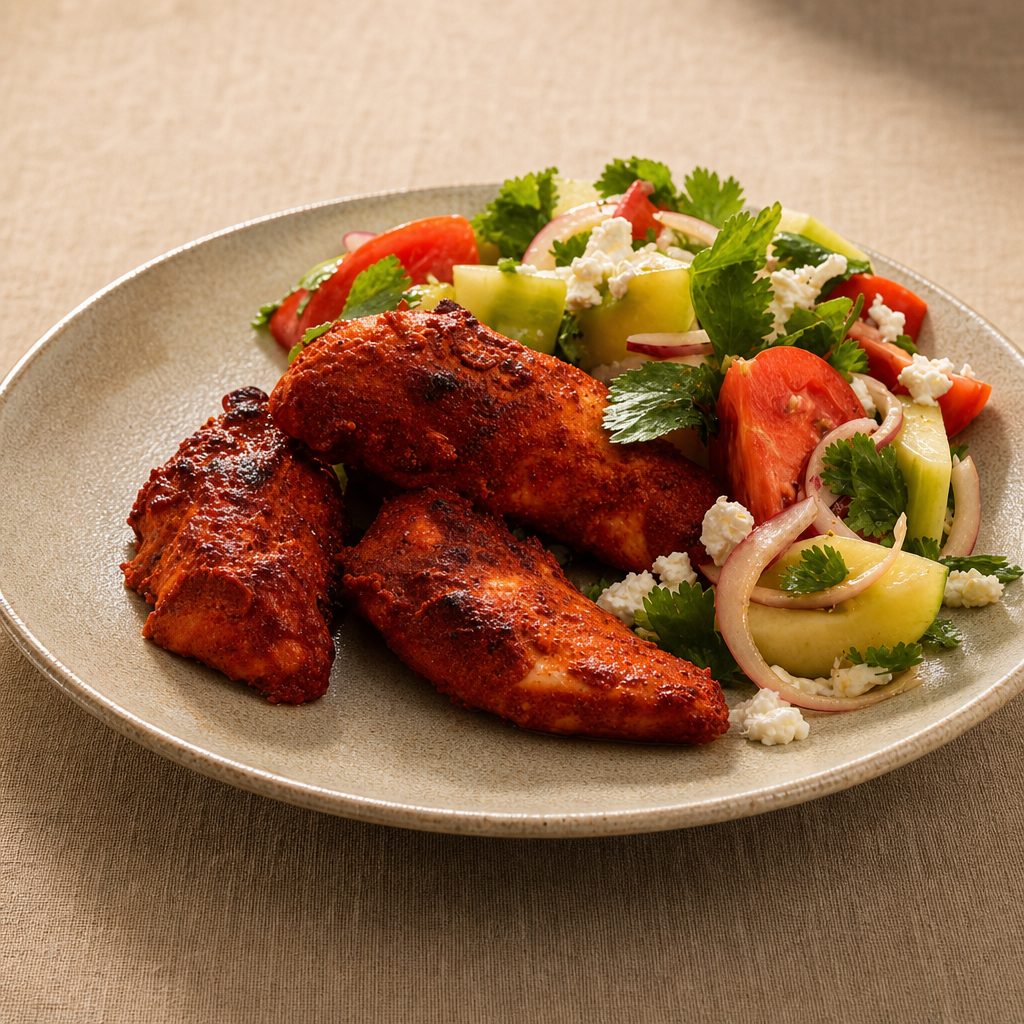 Tandoor chicken Halal (3) and Kachumber Salad.