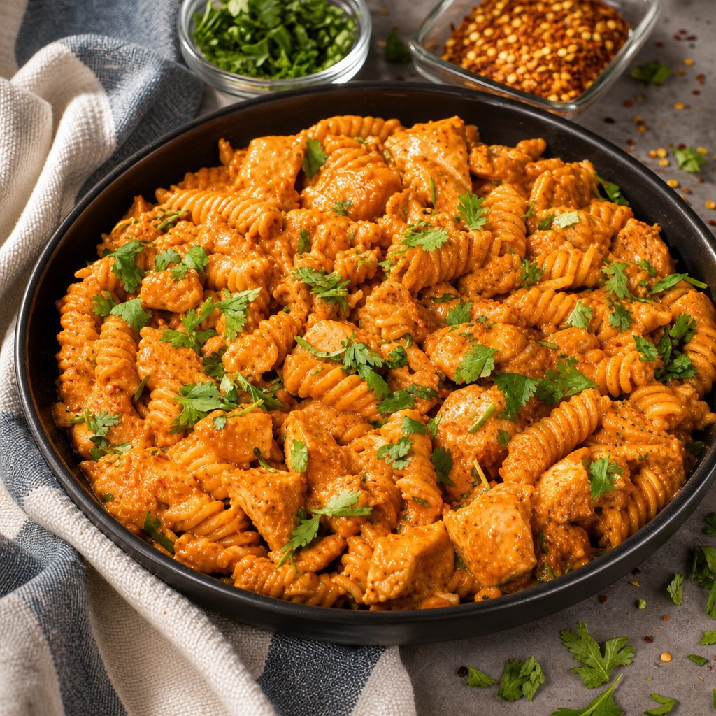 Butter Chicken Rotini Pasta.