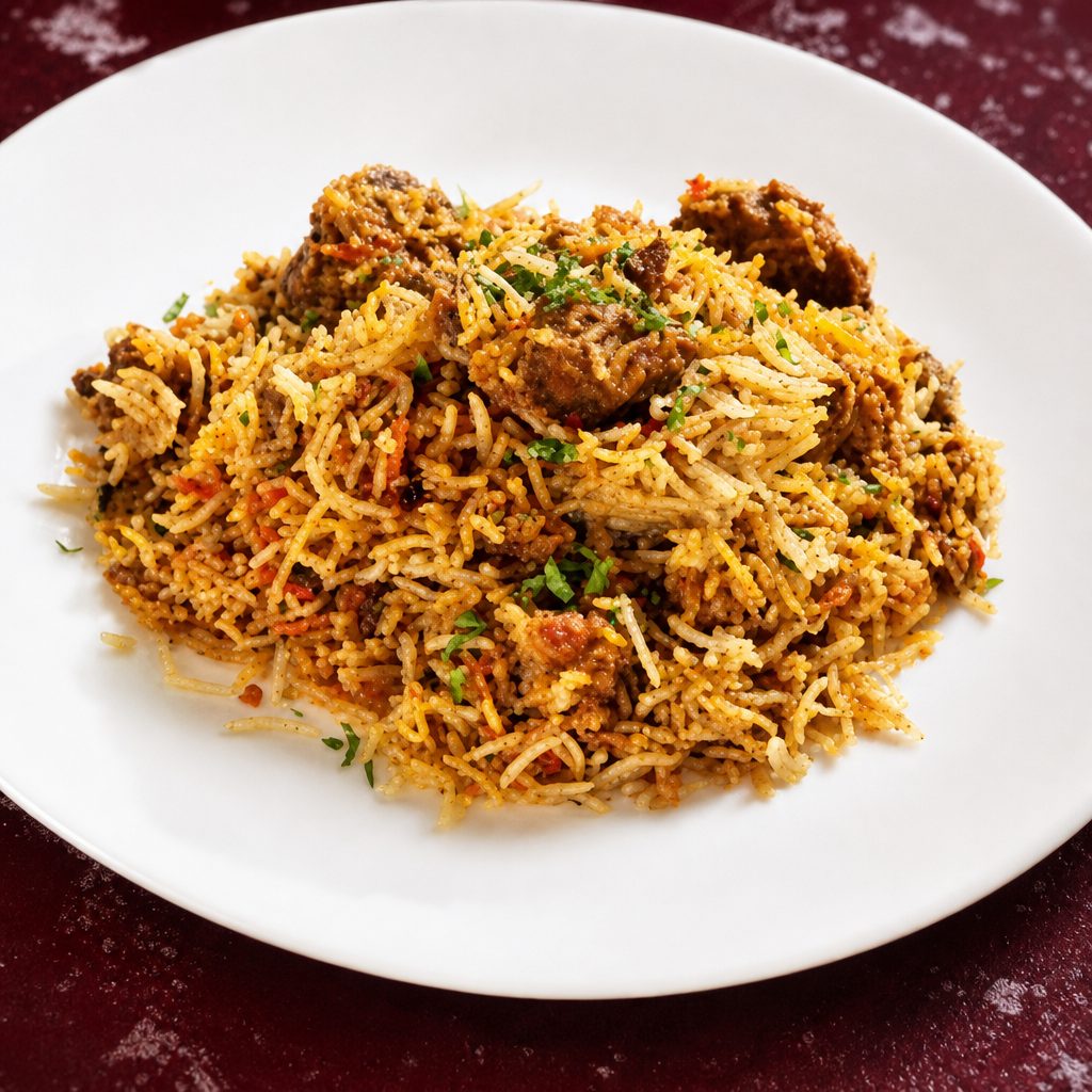 Bone in Goat Hyderabad Biriyani family pack (Halal)- Non Vegan.