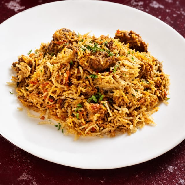 Bone in Goat Hyderabad Biriyani family pack (Halal) - Non Vegan.