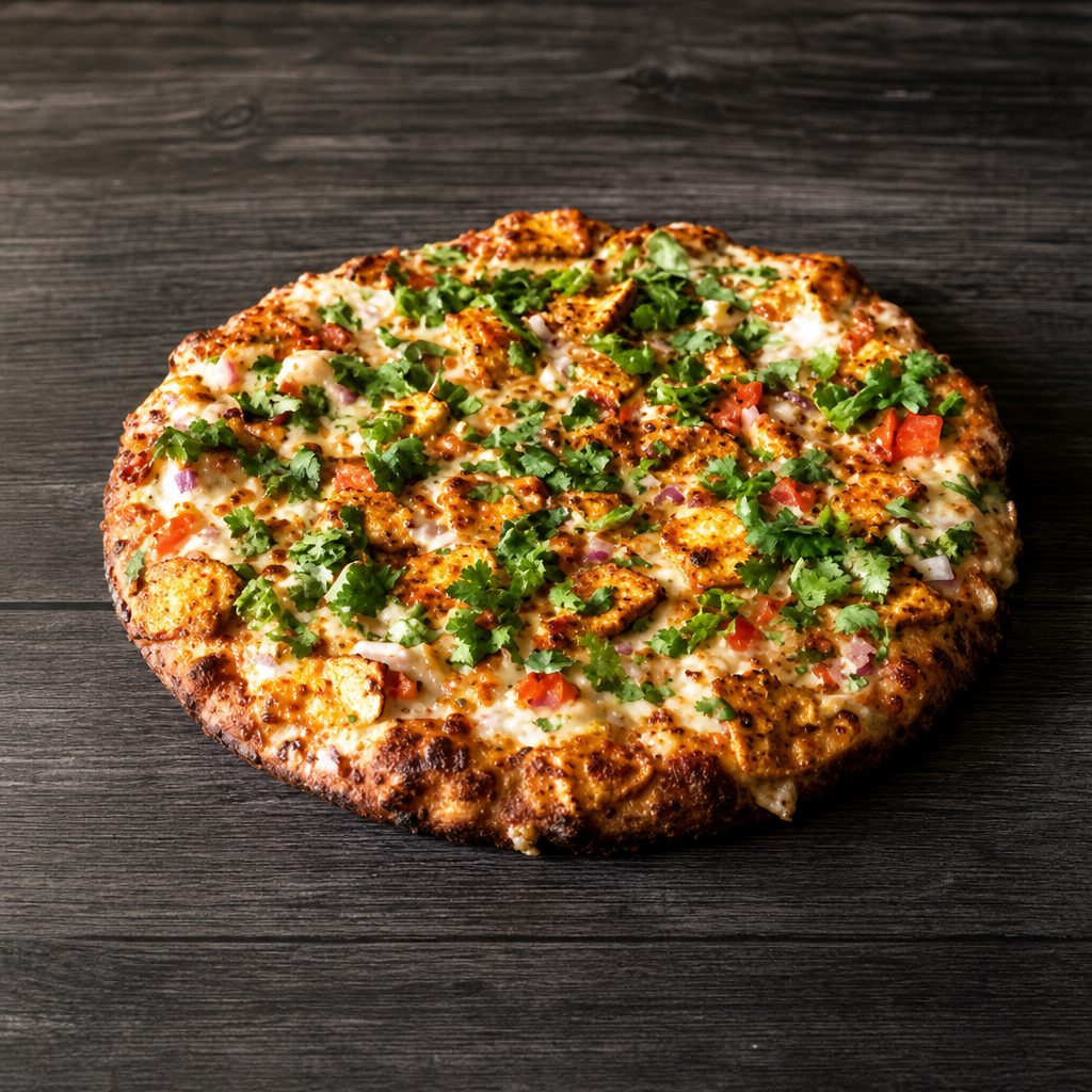 Achari Paneer Tikka Pizza (Vegetarian).