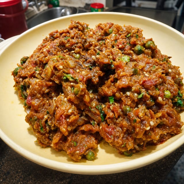 Baingan Bharta - Smoked Eggplant Mash with Spices - Vegan, Gluten free.