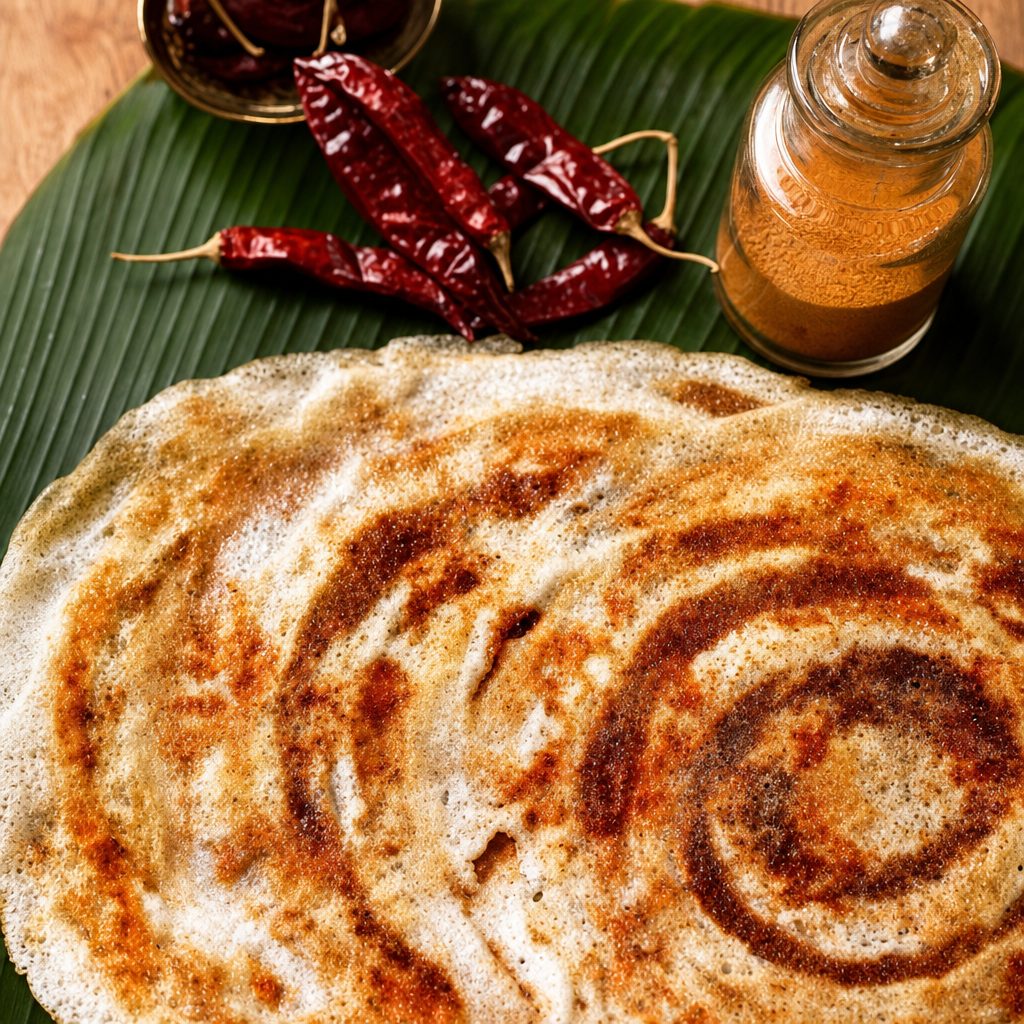 Podi Karam Dosa - Vegan, Gluten free.