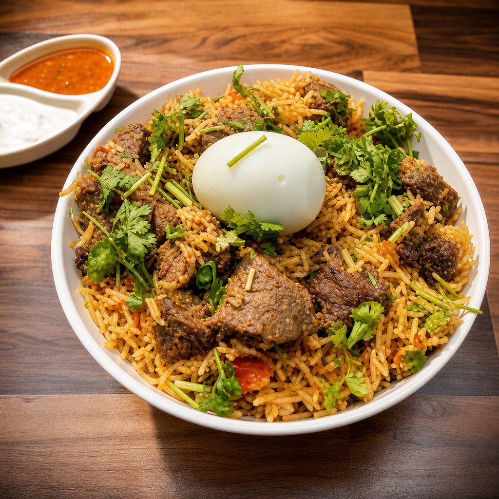 Beef Biryani (Halal) - Non Vegan.