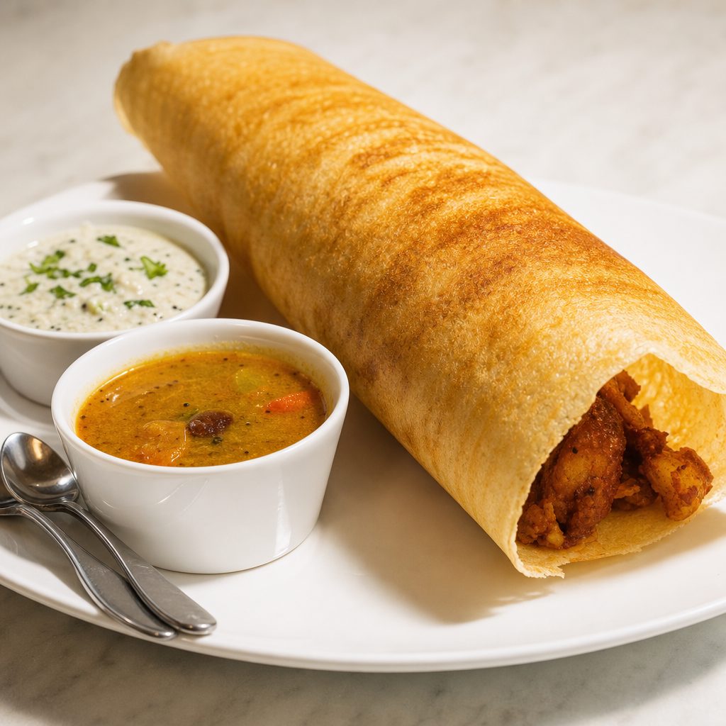 Chicken Curry Dosa - Non Vegan, Gluten free.