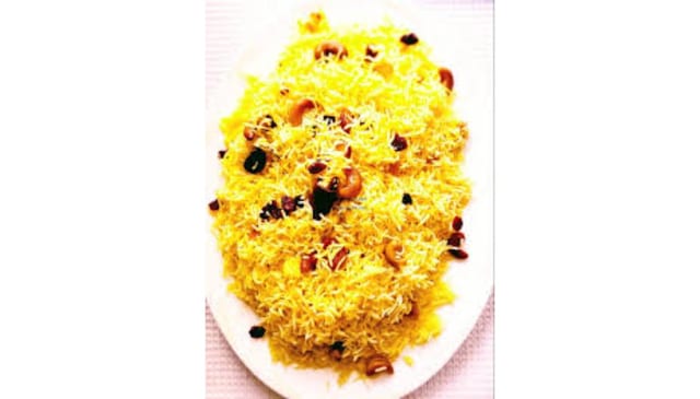 Saffron rice pulao - Non Vegan