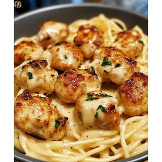 Garlic Butter Chicken Bites with Creamy Parmesan Pasta