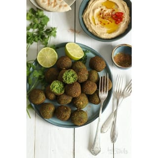 Fried Falafel Cakes W/ Hummus (5) (Vegan, Gluten-Free)
