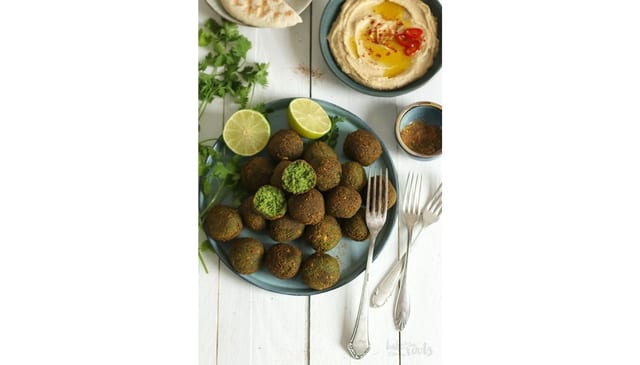 Fried Falafel Cakes W/ Hummus (5) (Vegan, Gluten-Free)