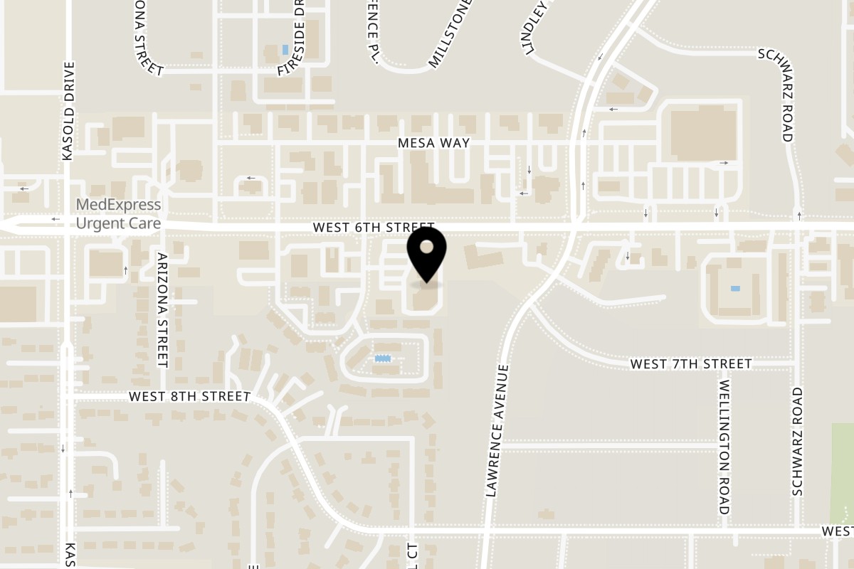 Map showing the location of Cosmos Indian Store & Cafe on 3115 W 6th St H in Lawrence